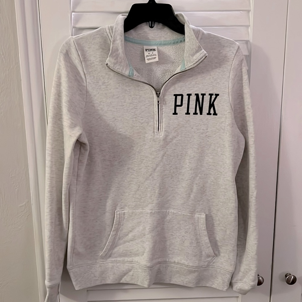 PINK Quarter Zip Gray Pullover Medium